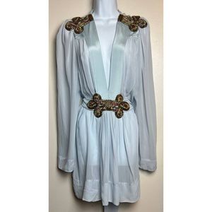 Elegant White Mini Dress with Gold Accents